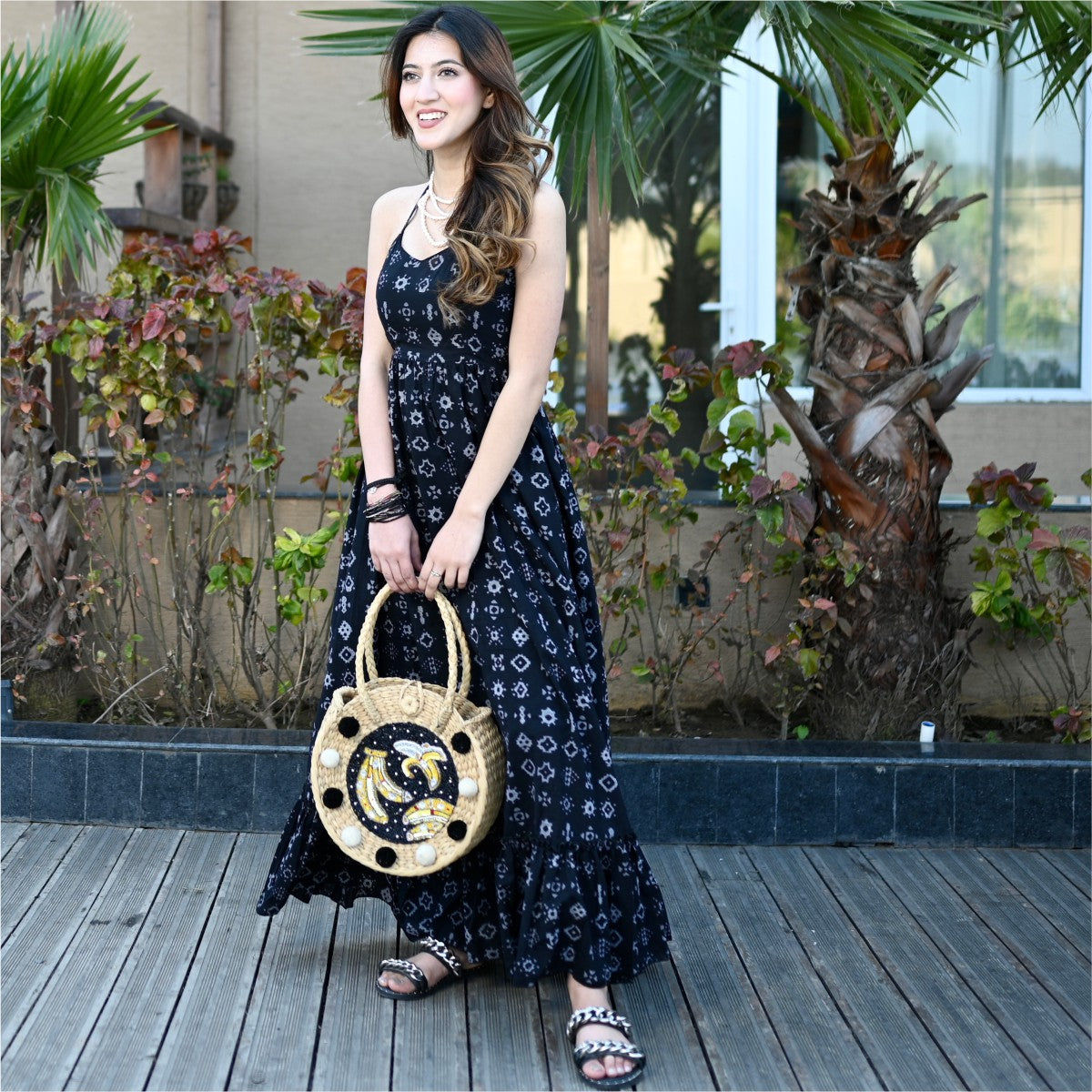 Black Printed Long Dress