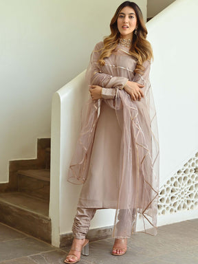 Beige Silk Kurta Set