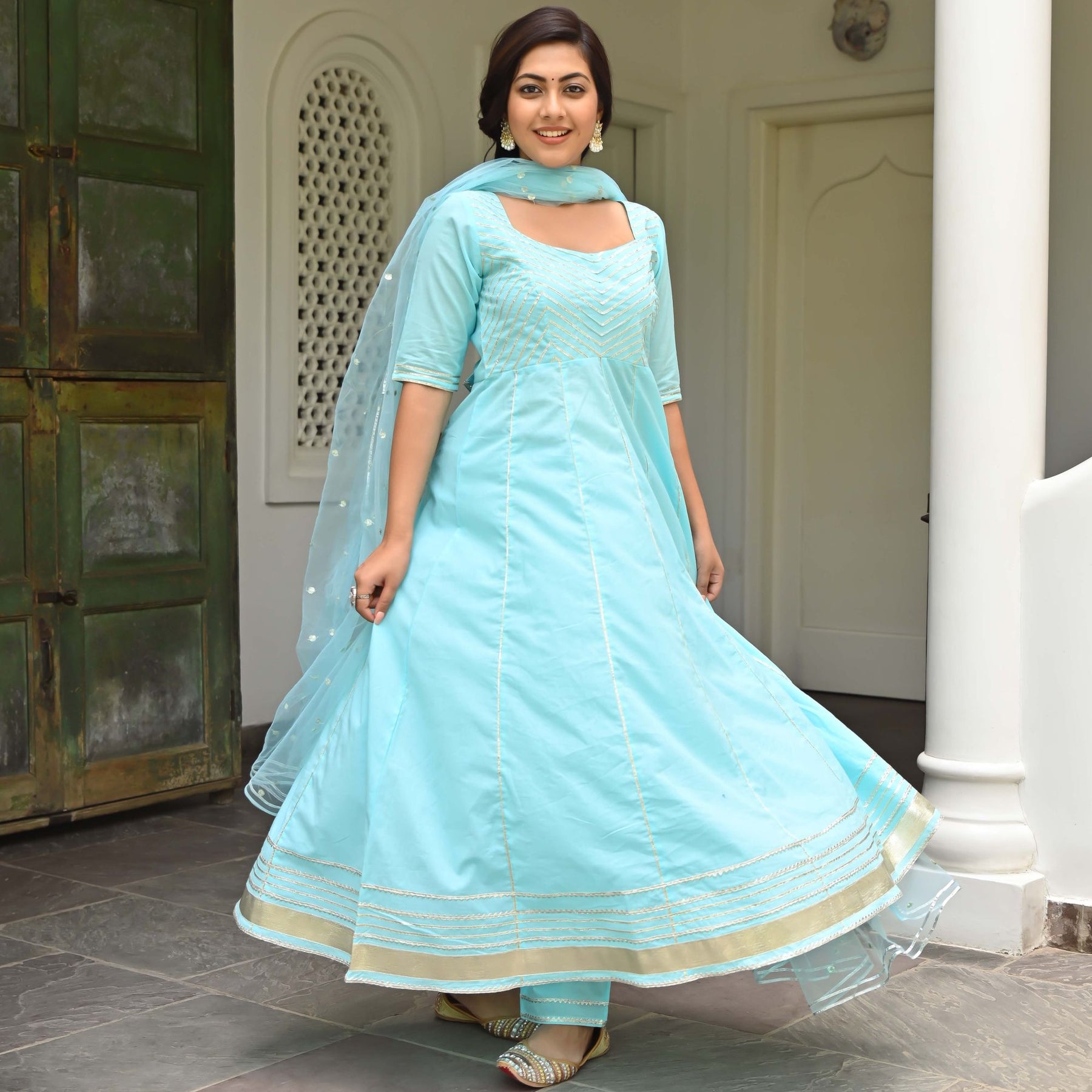 Sky Blue Anarkali Set