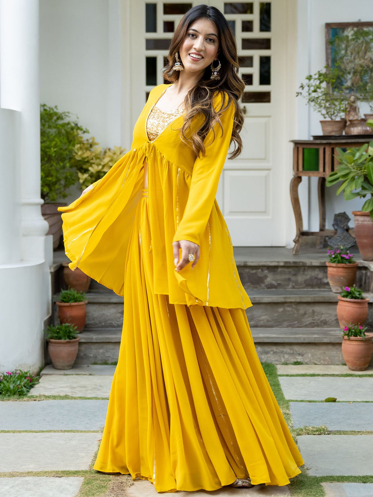 Yellow Georgette Three Piece Set