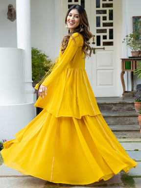 Yellow Georgette Three Piece Set