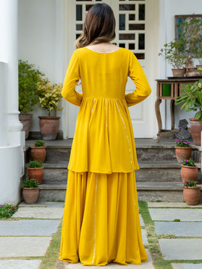 Yellow Georgette Three Piece Set