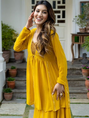 Yellow Georgette Three Piece Set