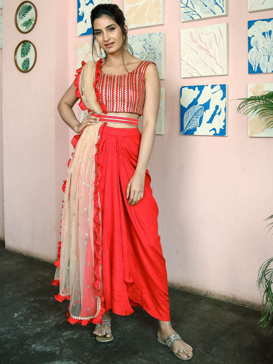 Geetanjali Red Three Piece Set