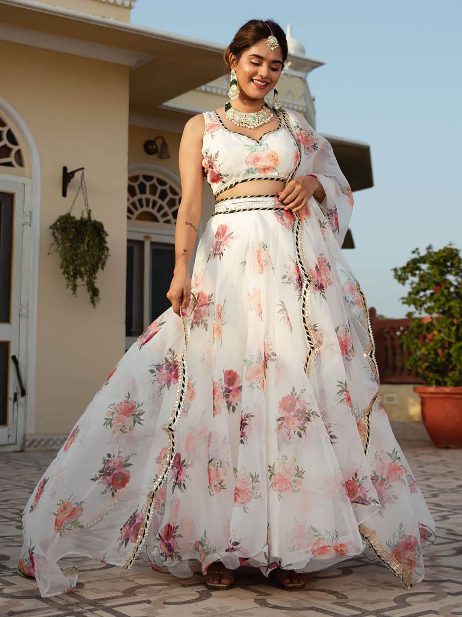 White Organza Lehenga Set