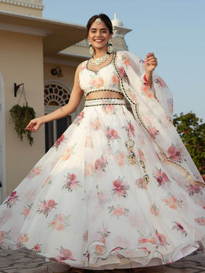 White Organza Lehenga Set