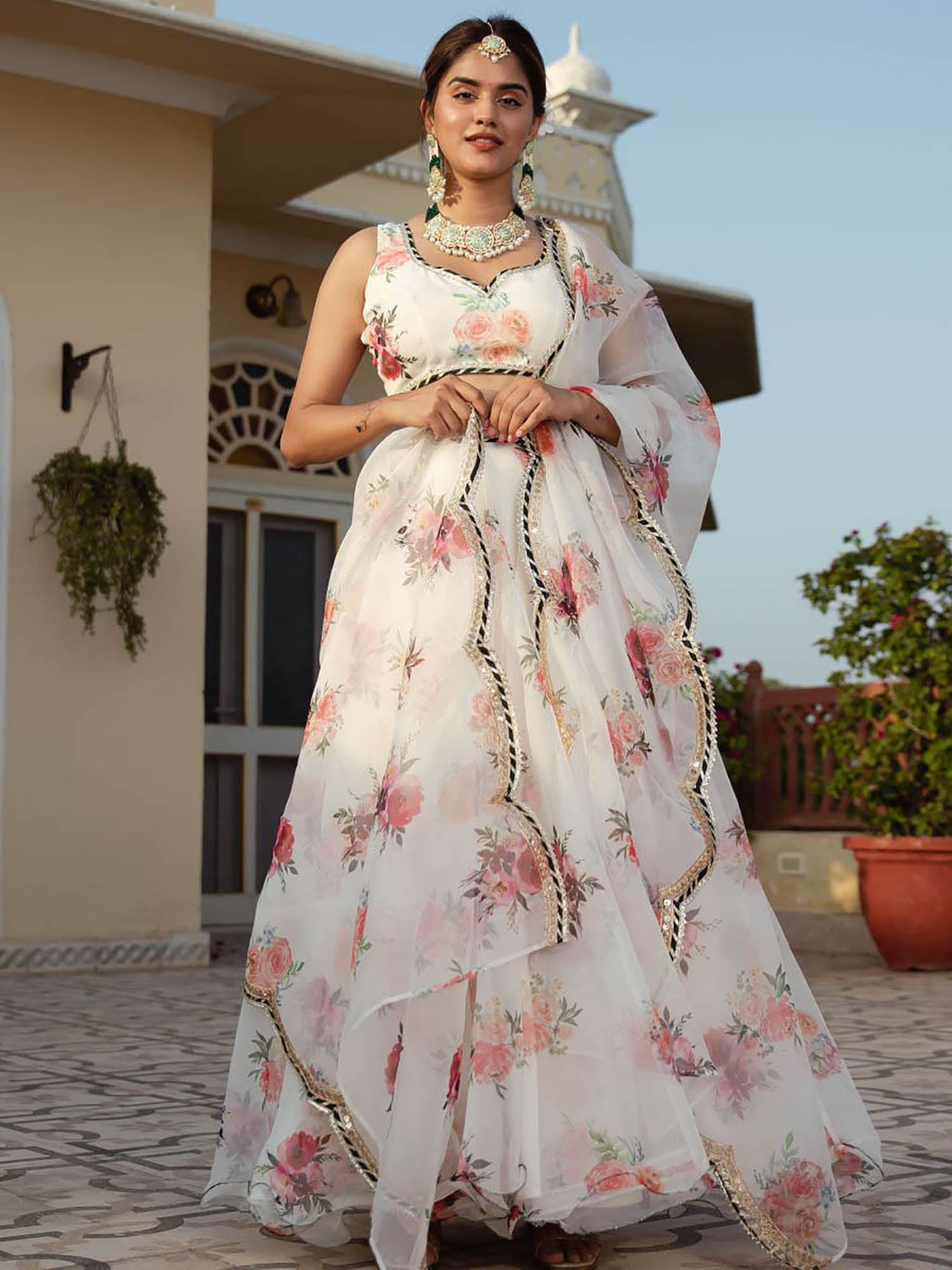 White Organza Lehenga Set