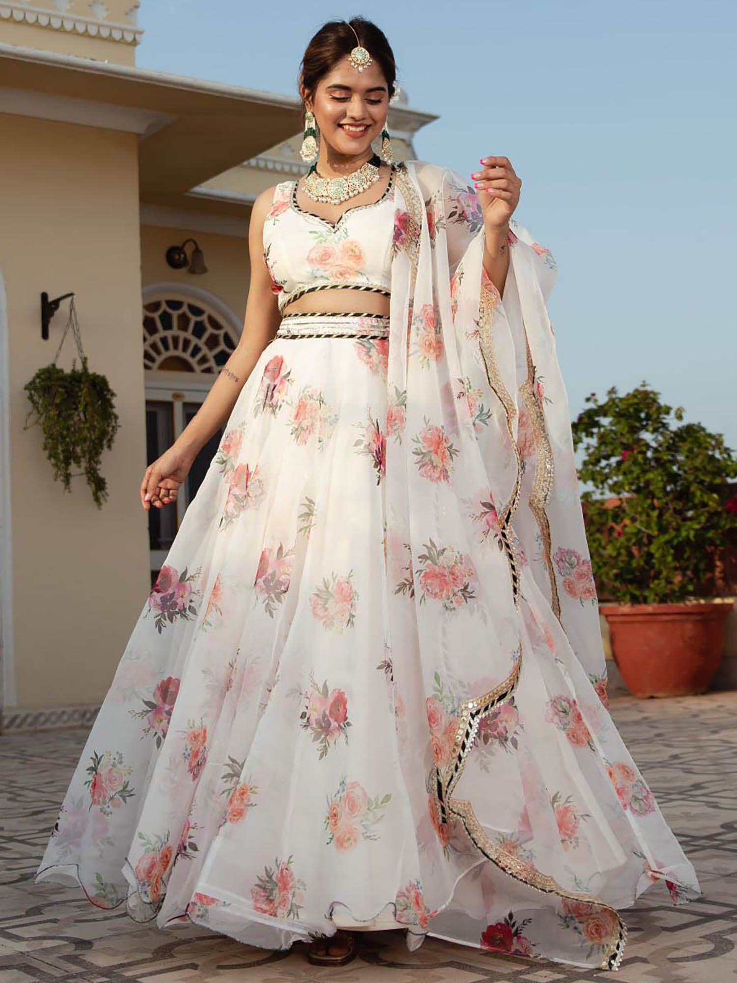 White Organza Lehenga Set