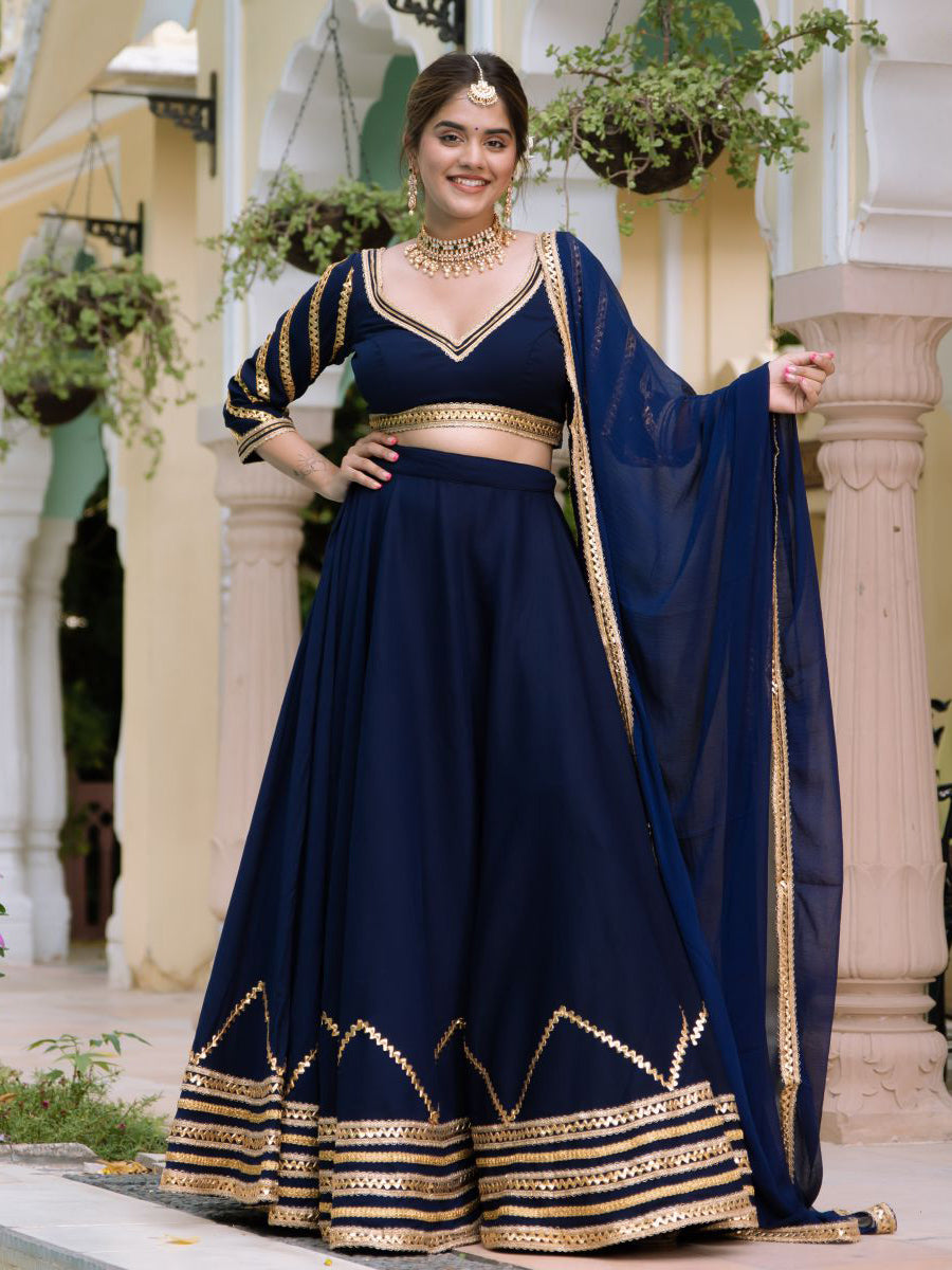 Blue Lace Lehenga Set