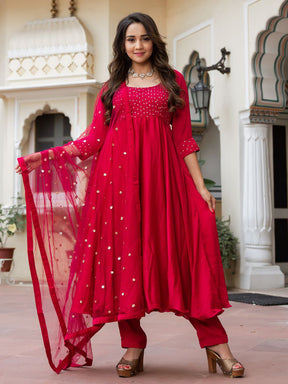 Pink Silk Anarkali Set