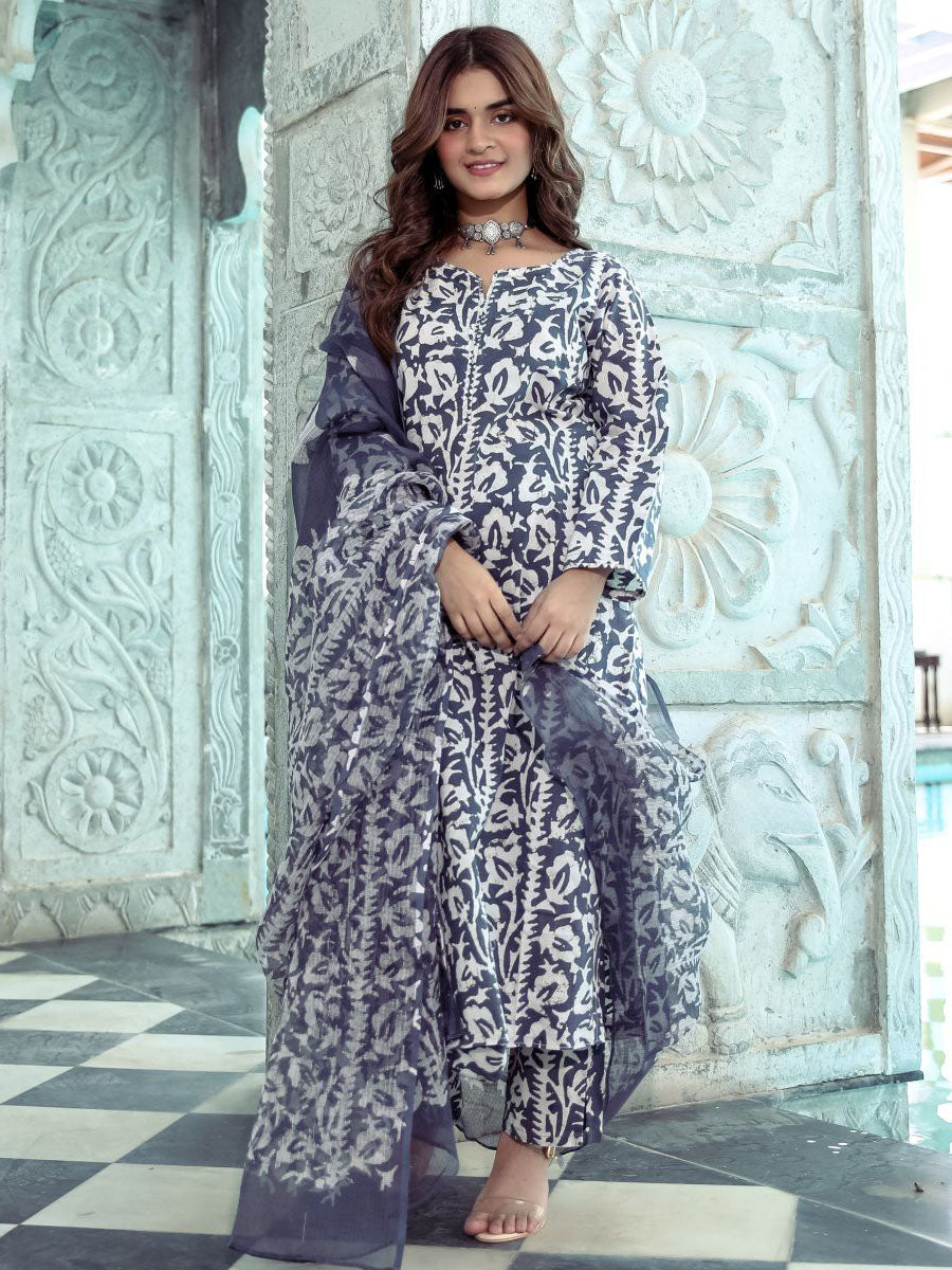 Blue Kurta Set Without Dupatta