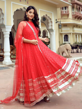 Red Georgette Anarkali Set