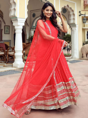 Red Georgette Anarkali Set