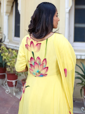 Yellow Silk Anarkali Set