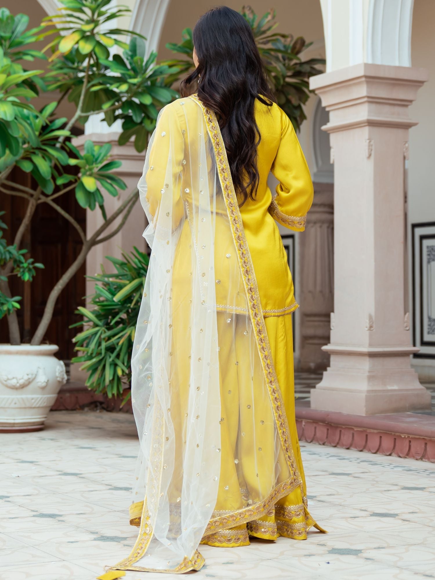 Yellow Silk Gharara Set