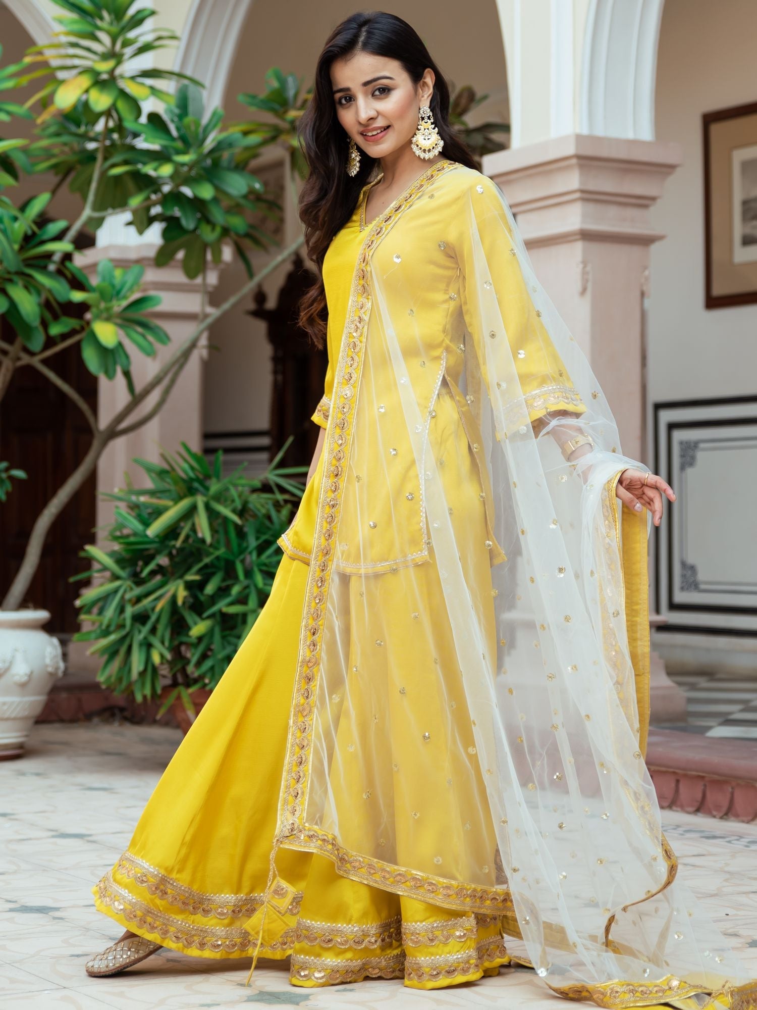 Yellow Silk Gharara Set