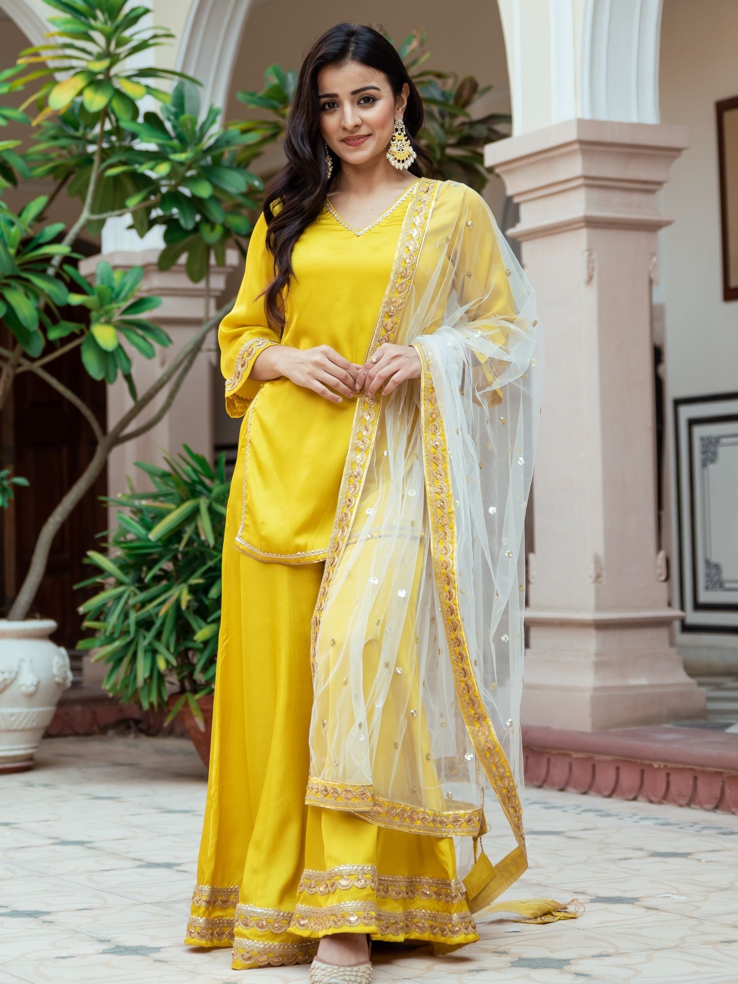 Yellow Silk Gharara Set