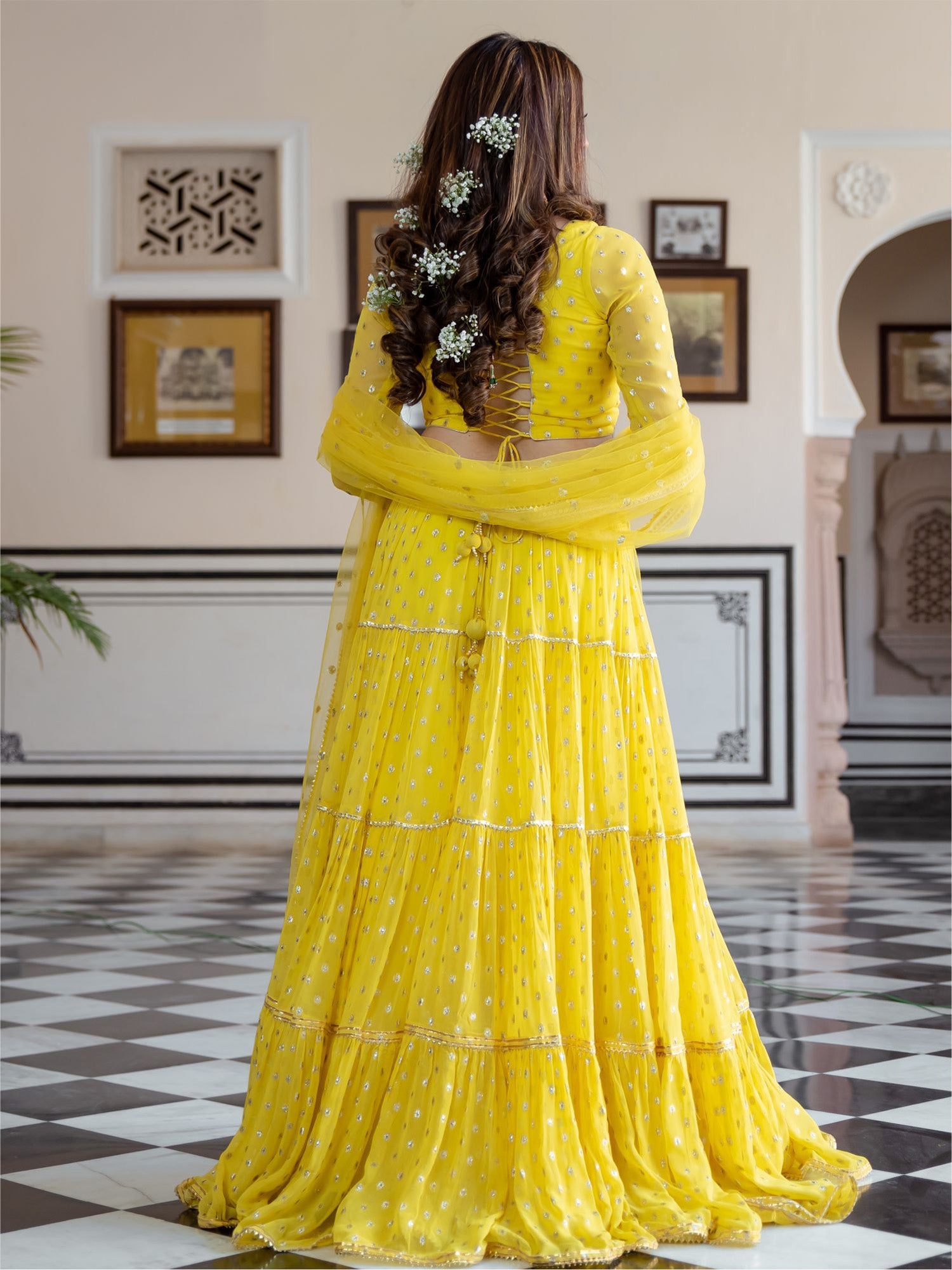 Yellow Georgette Lehenga Choli Set