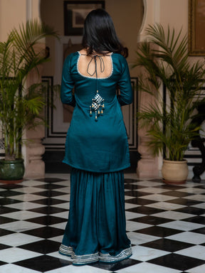 Green Silk Sharara Set