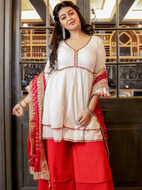 White Lace Suit Set With Dupatta