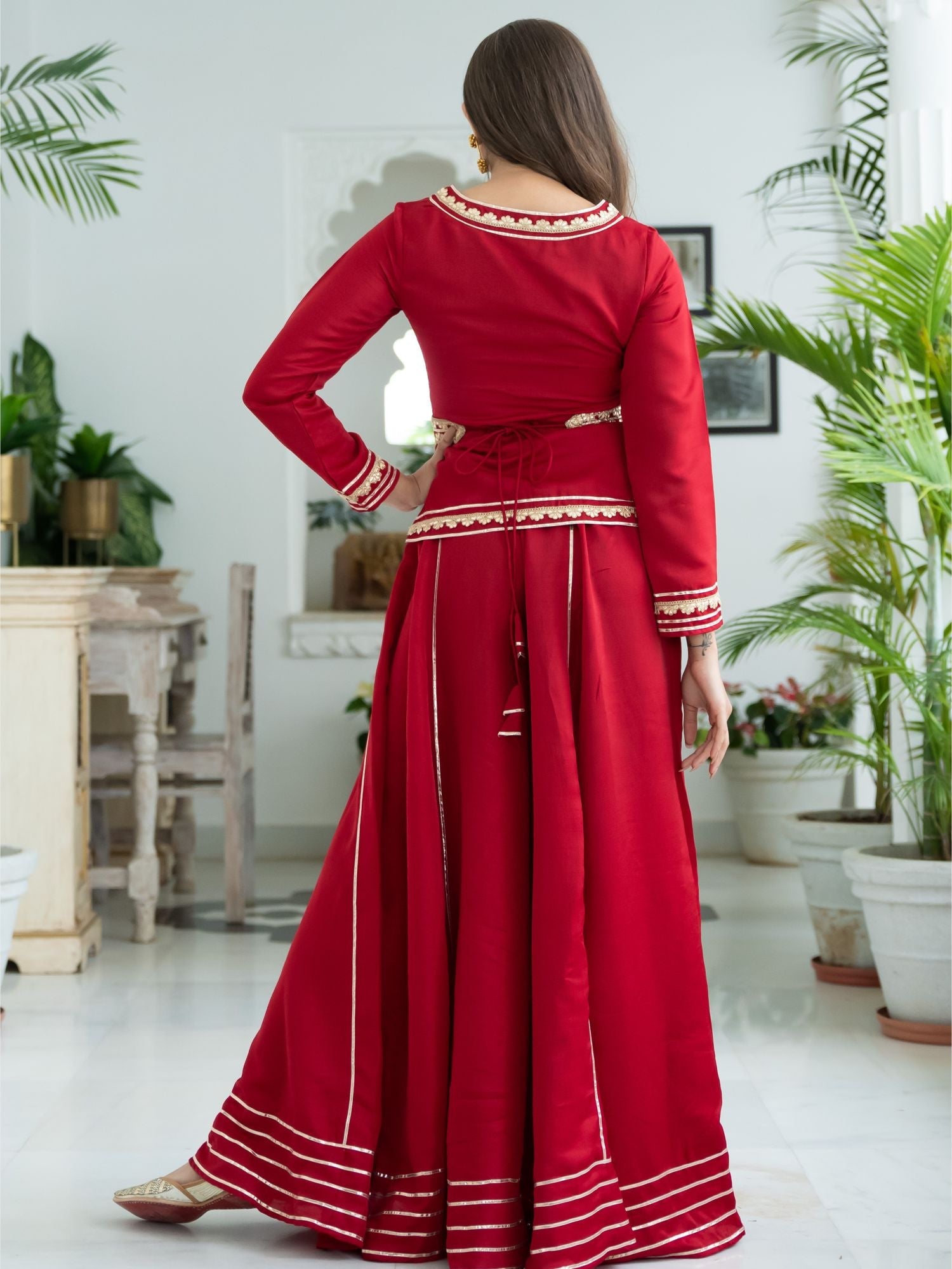 Red Silk Top and Palazzo Set