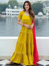 Yellow Silk Long Dress With Dupatta