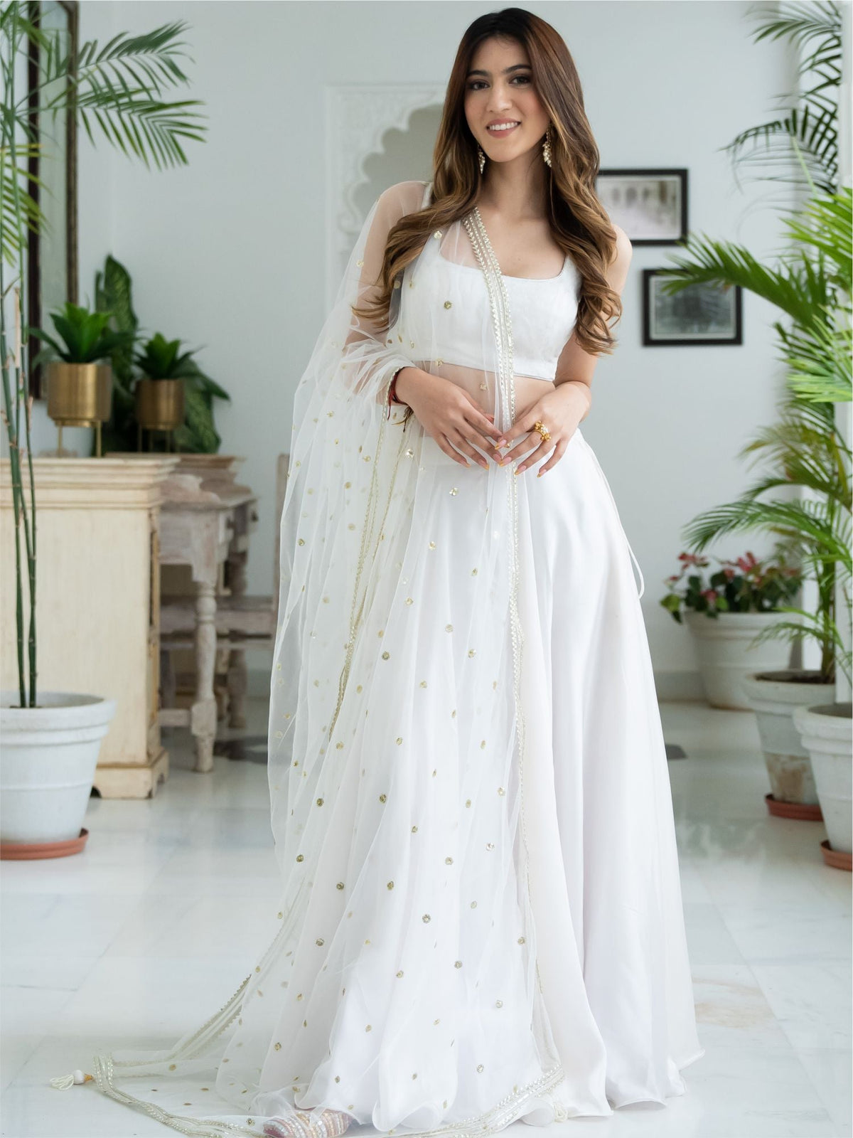 White Silk Lehenga Set