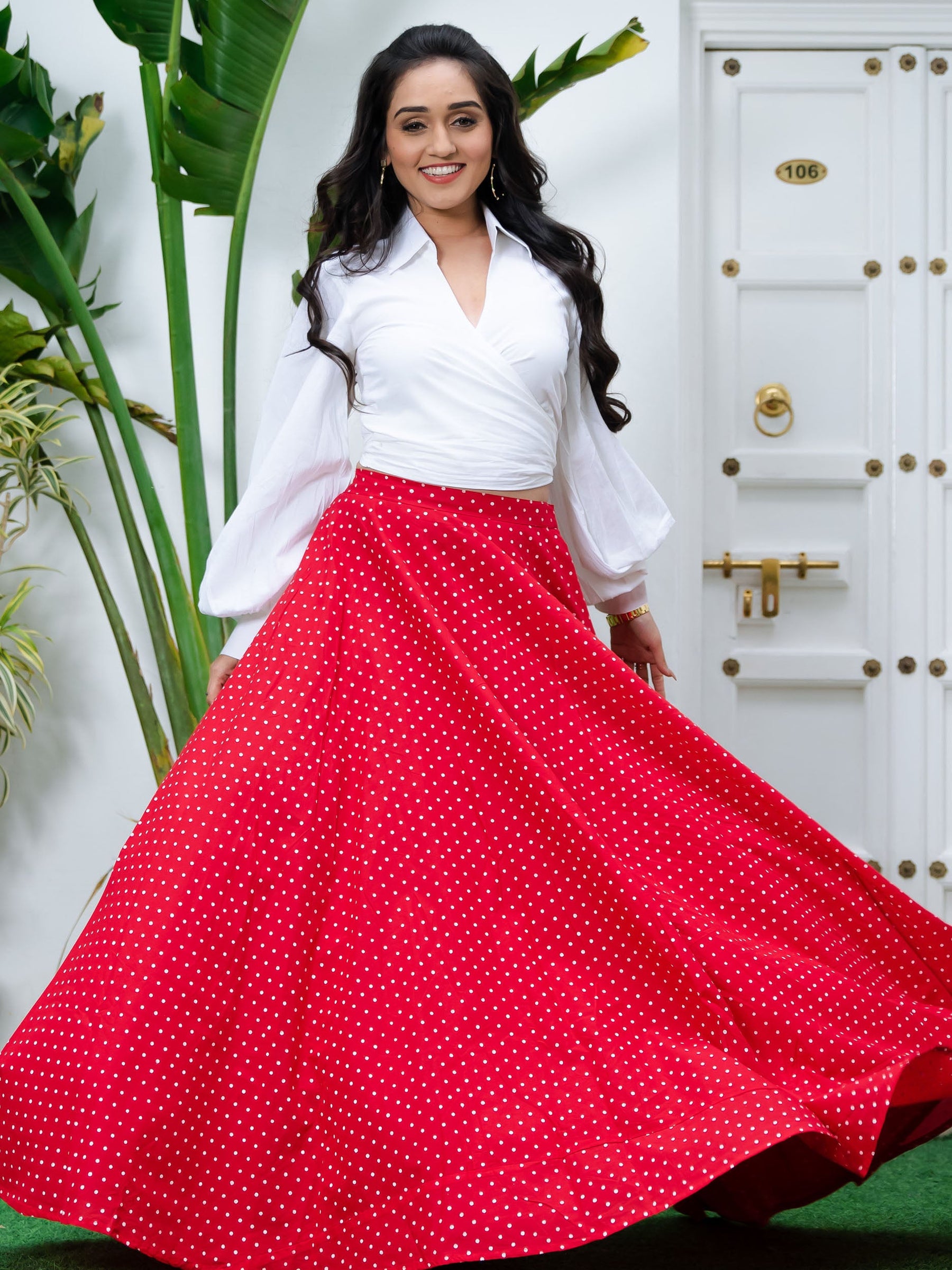 Polka dot skirt set hotsell