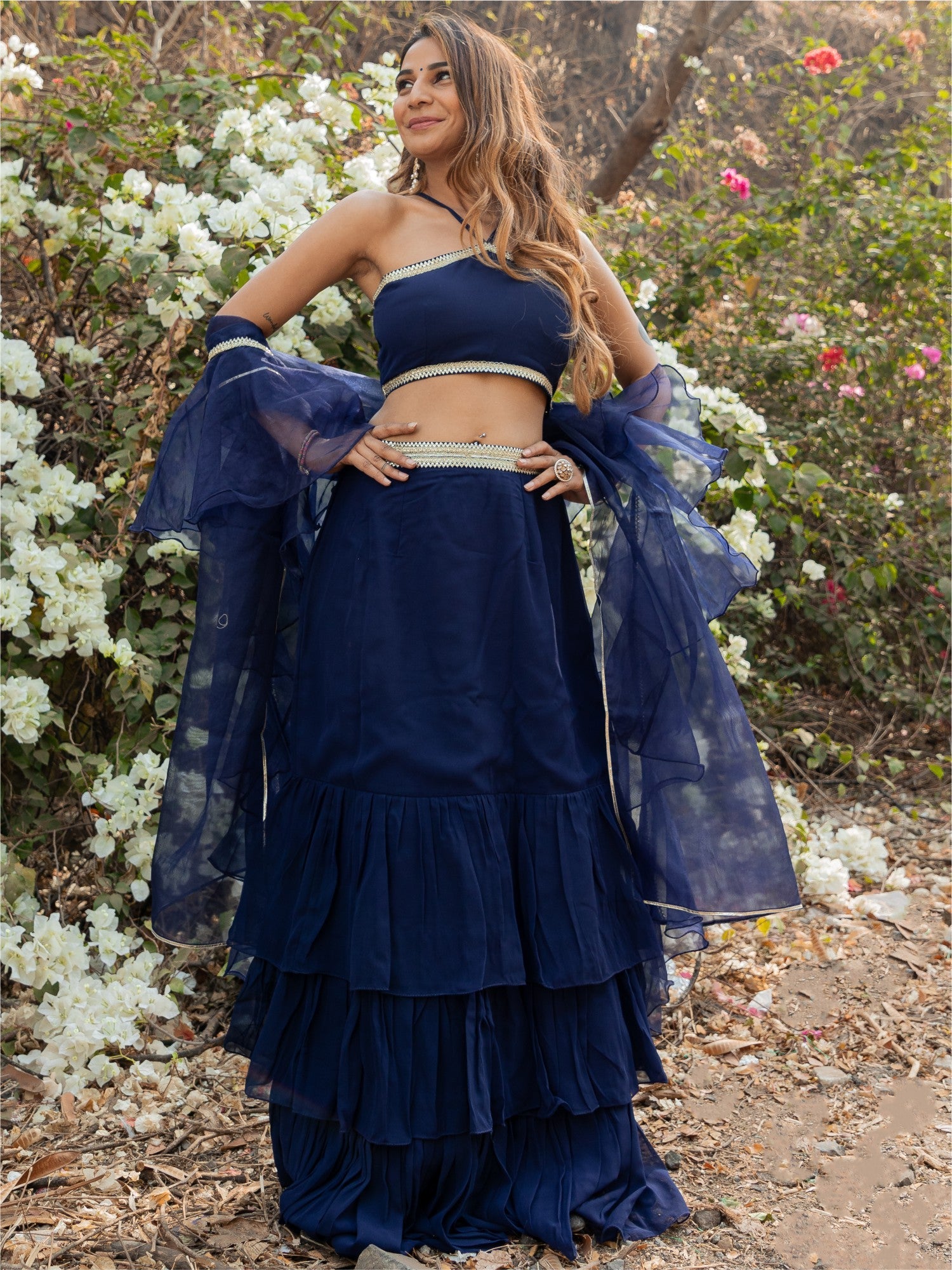 Blue Georgette Lehenga