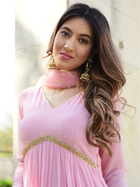 Baby Pink Georgette Long Dress