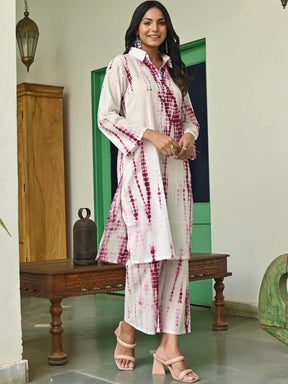 Pink Cotton Shibori Kurta Set