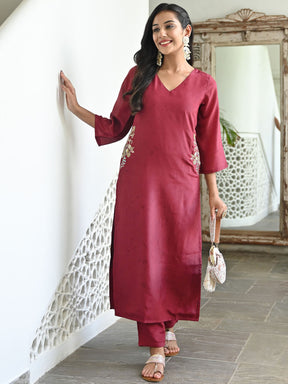 Plum Handwork Kurta Set