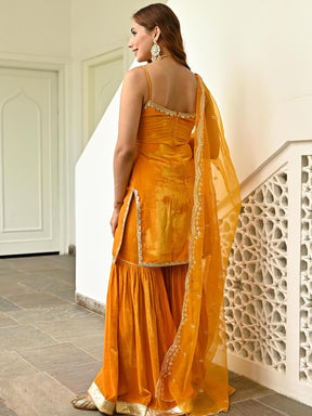 Mustard Velvet Sharara Set