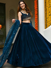 Blue Velvet Lehenga Set