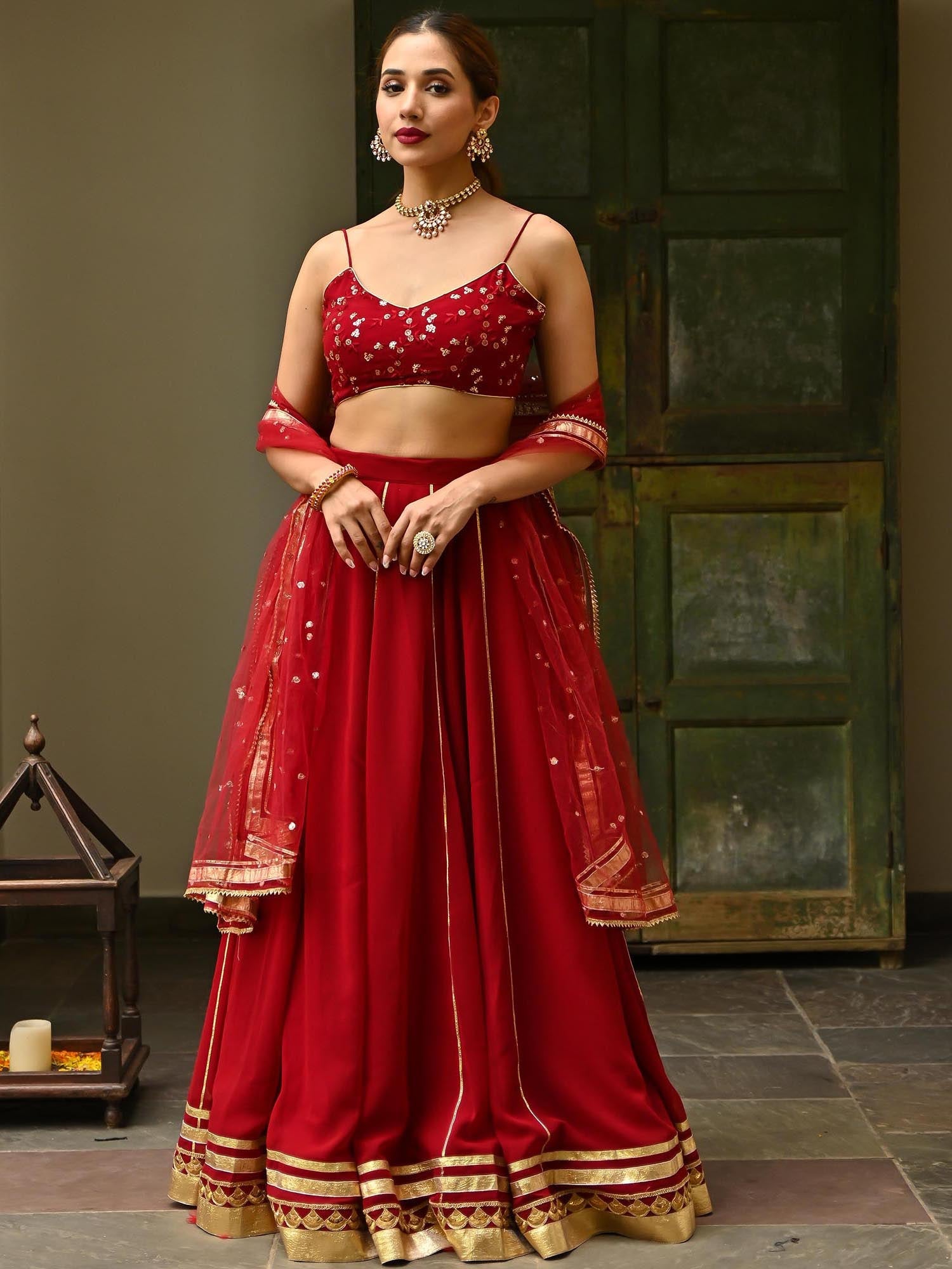 Maroon Gota Lehenga Set