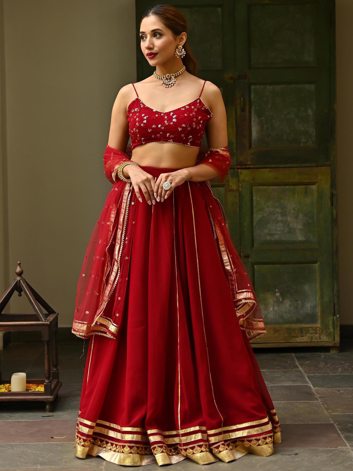 Maroon Gota Lehenga Set