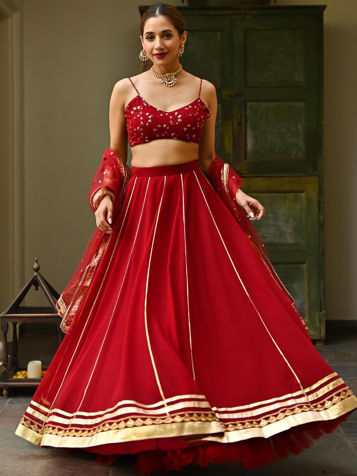 Maroon Gota Lehenga Set