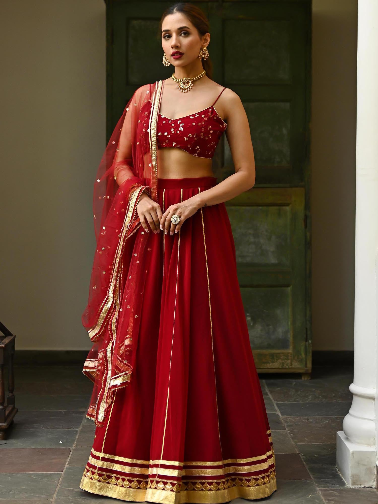 Maroon Gota Lehenga Set