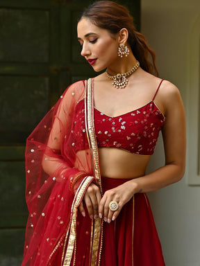 Maroon Gota Lehenga Set