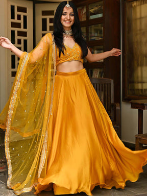 Mustard Silk Lehenga Set