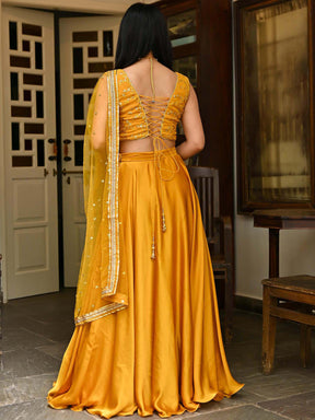 Mustard Silk Lehenga Set