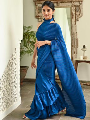 Blue Pleated Saree