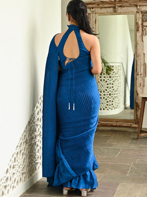 Blue Pleated Saree