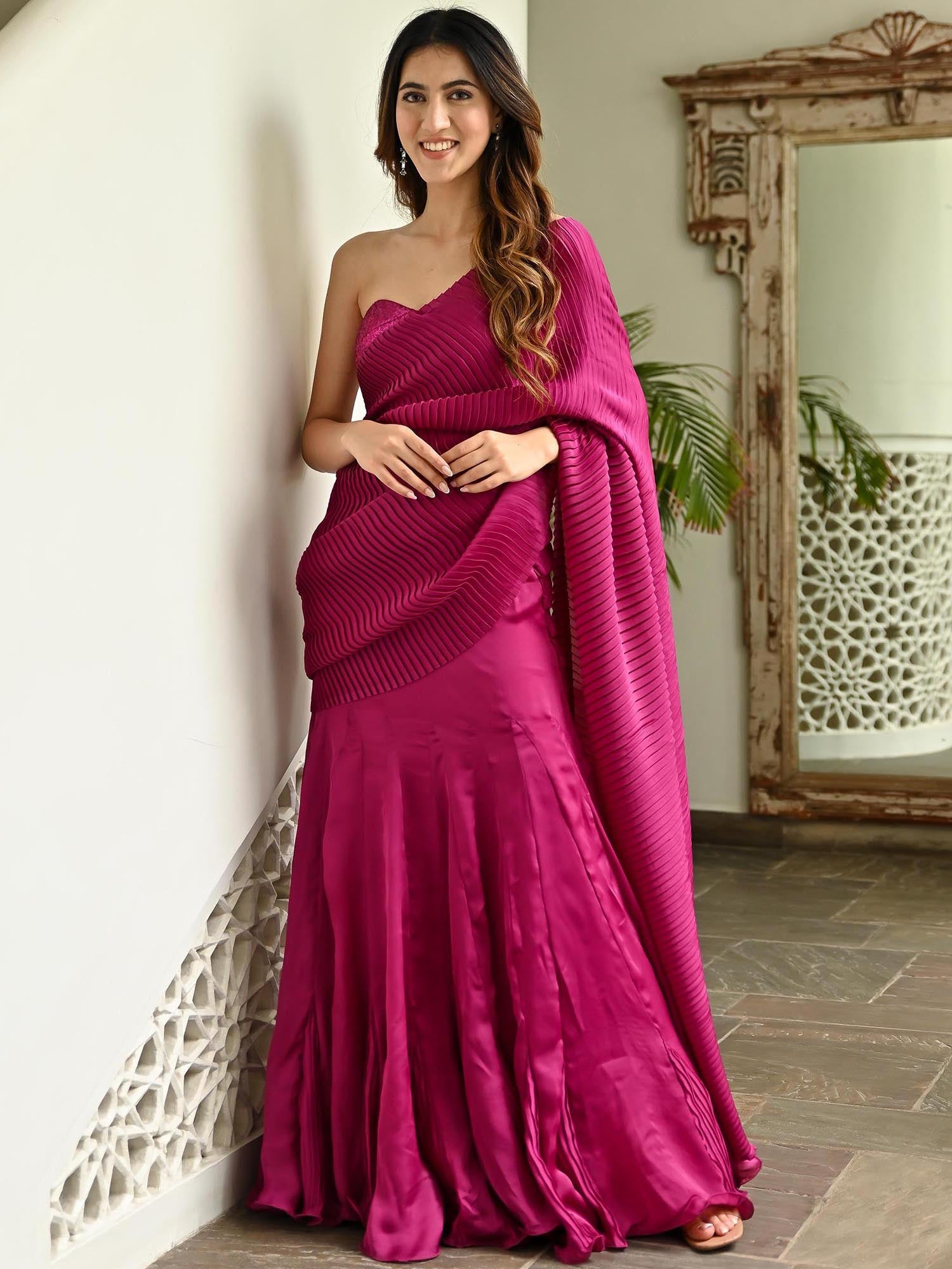 Pink Pleated Saree