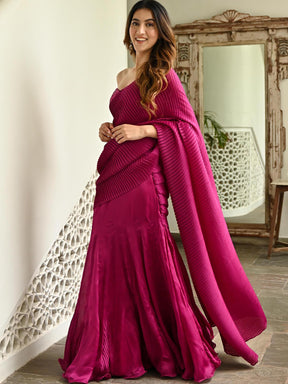 Pink Pleated Saree