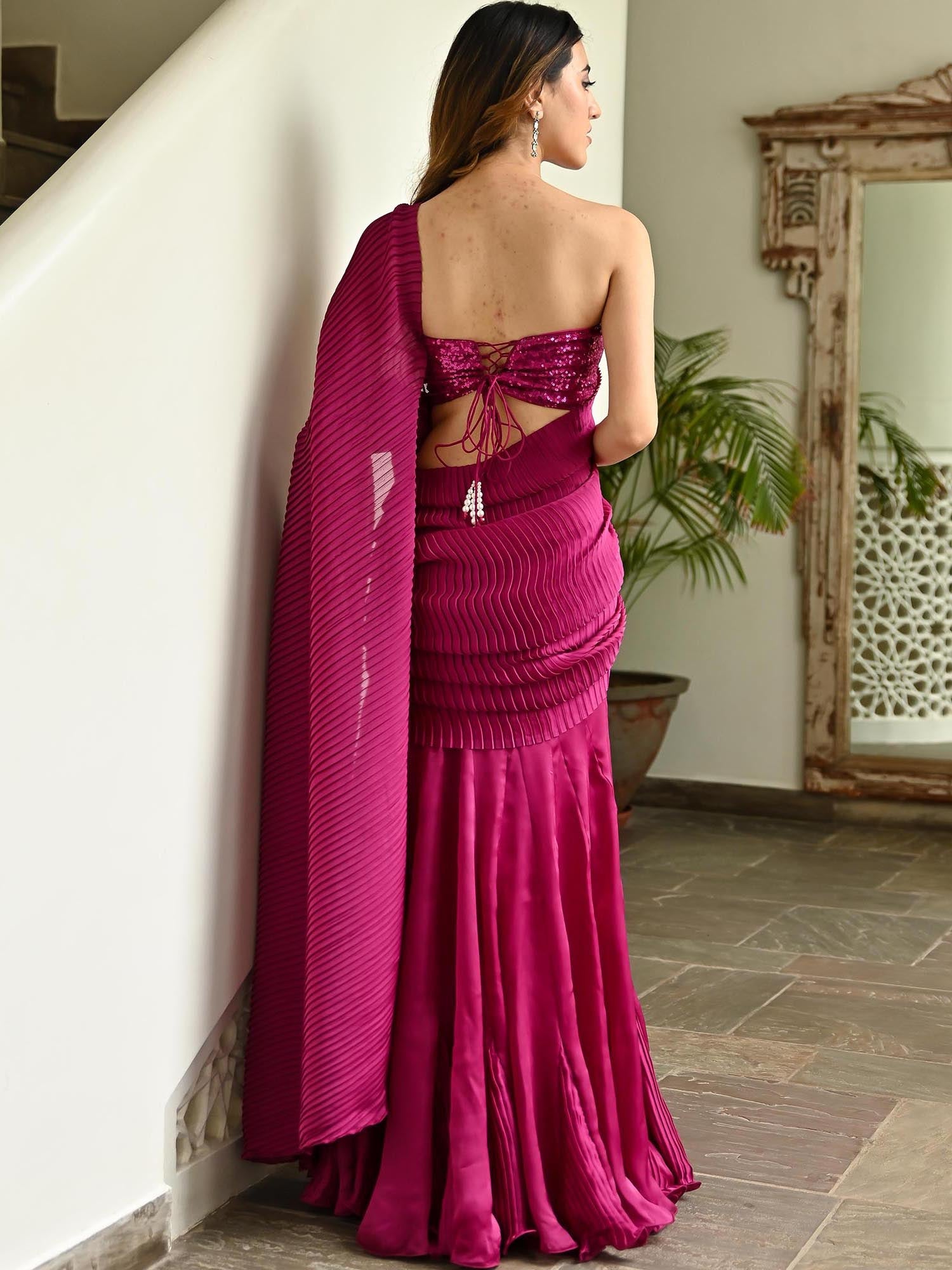 Pink Pleated Saree