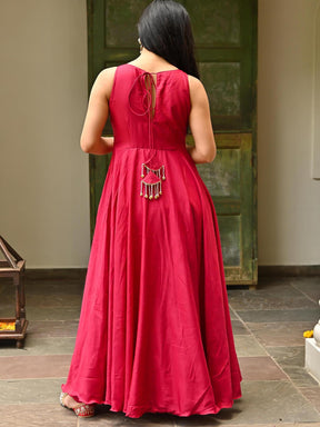 Pink Silk Handwork Anarkali