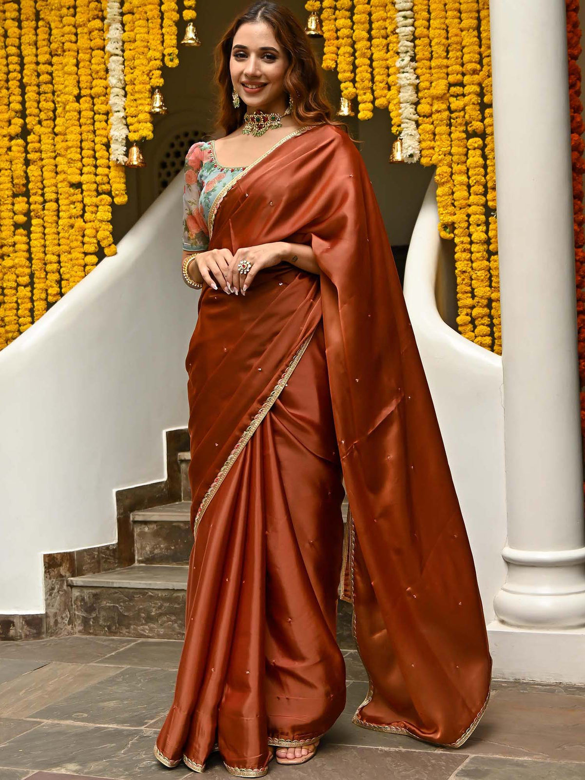 Rust Brown Saree