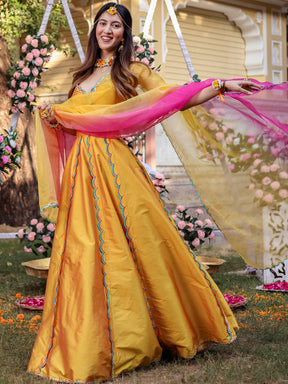 Yellow Scallop Lehenga Set