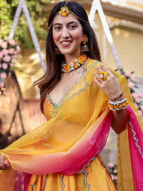 Yellow Scallop Lehenga Set